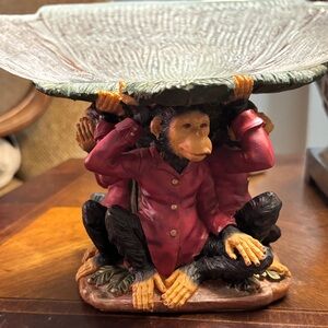 Monkey Figurine/Glass plate attached. Unique server; great conversation piece.